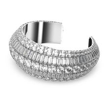 Brazalete Hyperbola, Grande, Blanco, Baño de rodio