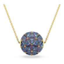 Colgante Curiosa, Talla triangular, Azul, Baño tono oro