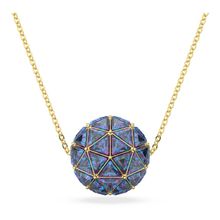 Colgante Curiosa, Talla triangular, Azul, Baño tono oro