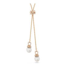 Colgante en Y Originally, Blanco, Baño tono oro rosa
