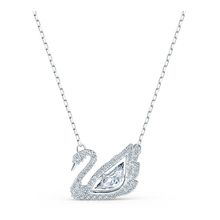 Collar Dancing Swan, blanco, baño de rodio