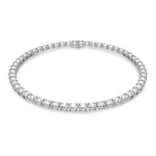 Collar Millenia, Circonita Swarovski y cristal de talla cuadrada, Blanco, Baño de rodio