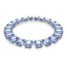 Collar Millenia, Cristales talla octagonal, Azul, Baño de rodio