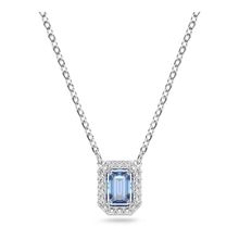 Collar Millenia, Zirconia Swarovski de talla octogonal, Azul, Baño de rodio