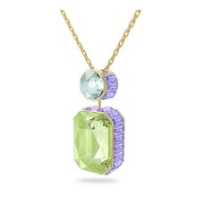 Collar Orbita, Cristal de talla octogonal, Multicolor, Baño tono oro