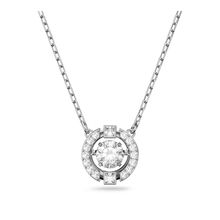 Collar Sparkling Dance Round, blanco, baño de rodio