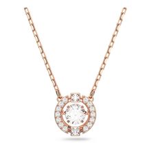 Collar Swarovski Sparkling Dance Round, blanco, Baño en tono Oro Rosa
