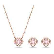 Conjunto Swarovski Sparkling Dance Clover, rosa, baño tono oro rosa