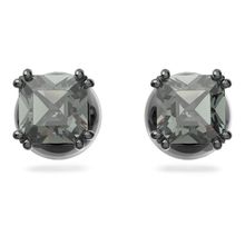 Pendientes de botón Millenia, Talla cuadrada, Negros, Baño de rutenio