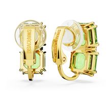 Pendientes de clip Millenia, Talla cuadrada, Verdes, Baño tono oro