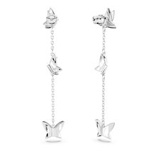 Pendientes Lilia, Mariposa, Azules, Baño de rodio