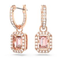 Pendientes Millenia, Talla octogonal, Rosas, Baño tono oro rosa
