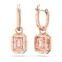 Pendientes Millenia, Talla octogonal, Rosas, Baño tono oro rosa