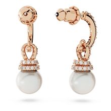 Pendientes Originally, Blancos, Baño tono oro rosa