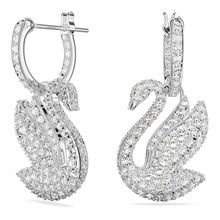 Pendientes Swarovski Iconic Swan, Cisne, Blancos, Baño de rodio
