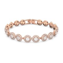 Pulsera Tennis Una Angelic, Talla redonda, Pavé, Mediana, Blanca, Recubrimiento tono oro rosa