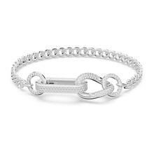 Pulsera Dextera, Pavé, Mezcla de eslabones, Blanca, Baño de rodio