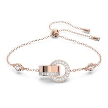 Pulsera Hollow, Blanca, Baño tono oro rosa