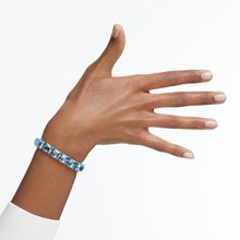Pulsera Millenia, Cristales de talla cuadrado, Azul, Baño de rodio