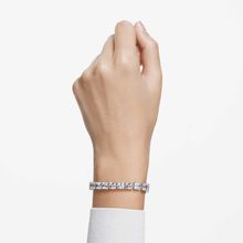 Pulsera Millenia, Cristales de talla cuadrado, Blanco, Baño de rodio