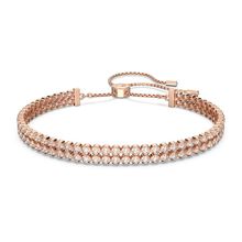 Pulsera Subtle Double, blanco, baño de oro rosa