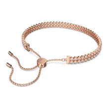 Pulsera Subtle Double, blanco, baño de oro rosa