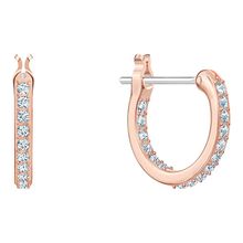 Aros de aro Swarovski Symbolic Star, blanco, Baño en tono oro rosa