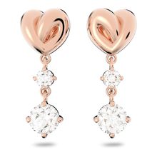 Aros Lifelong Heart perforados, blanco, baño de oro rosa