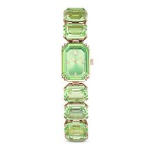 Reloj , Pulsera de talla octogonal , Verde, Acabado tono oro champán