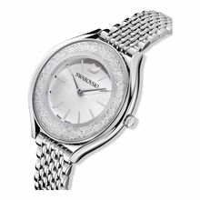 Reloj Crystalline Aura, brazalete de metal, tono plateado, acero inoxidable