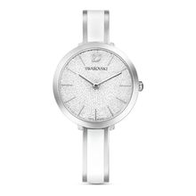 Reloj Crystalline Delight, brazalete de metal, blanco, acero inoxidable
