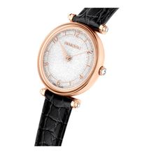 Reloj Crystalline Wonder, Fabricado en Suiza, Correa de piel, Negro, Acabado tono oro rosa