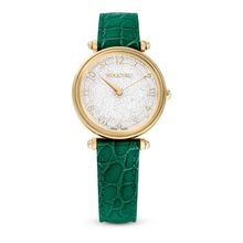 Reloj Crystalline Wonder, Fabricado en Suiza, Correa de piel, Verde, Acabado tono oro