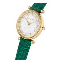 Reloj Crystalline Wonder, Fabricado en Suiza, Correa de piel, Verde, Acabado tono oro