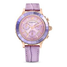 Reloj Octea Lux Chrono, Correa de piel, Morado, Acabado tono oro rosa