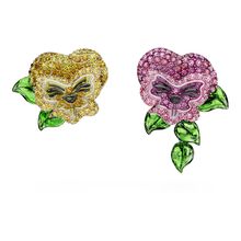 Pendientes de botón Alice in Wonderland, Diseño asimétrico, Flor, Multicolores, Recubrimiento en rodio 5689488-5689488
