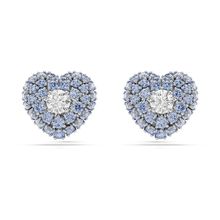 Pendientes de botón Hyperbola, Corazón, Azules, Recubrimiento en rodio 5683576-5683576