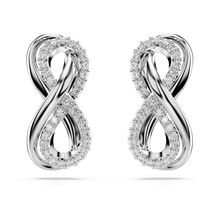 Pendientes de botón Hyperbola, Símbolo del infinito, Blancos, Recubrimiento en rodio 5687269-5687269
