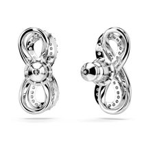 Pendientes de botón Hyperbola, Símbolo del infinito, Blancos, Recubrimiento en rodio 5687269-5687269