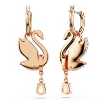 Pendientes Swarovski Iconic Swan, Cisne, Negros, Baño tono oro rosa