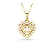Colgante Hyperbola, Corazón, Blanco, Baño tono oro