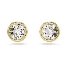 Pendientes de botón Imber, Talla redonda, Blancos, Baño tono oro
