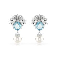 Pendientes Idyllia, Caracola, Azules, Recubrimiento en rodio