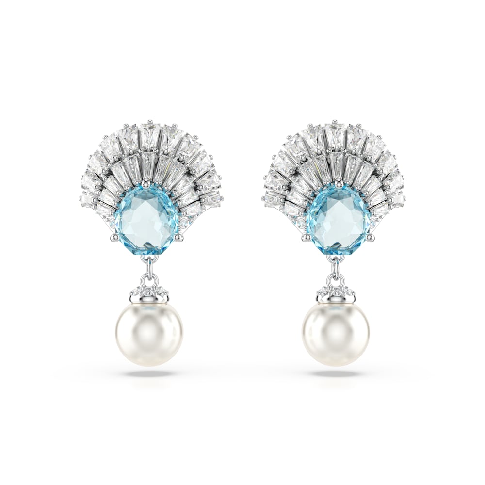 Pendientes Idyllia, Caracola, Azules, Recubrimiento en rodio