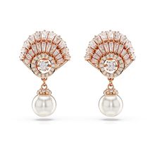 Pendientes Idyllia, Caracola, Blancos, Baño tono oro rosa