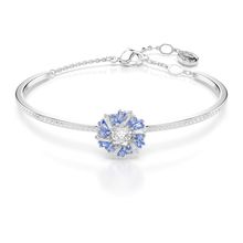Brazalete Idyllia, Flor, Azul, Recubrimiento en rodio