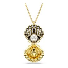 Colgante Idyllia, Crystal Pearl, Concha de mar, Blanco, Recubrimiento tono oro