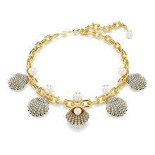 Collar Idyllia, Crystal pearls, Concha de mar, Blanco, Recubrimiento tono oro