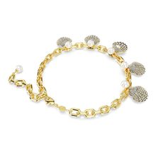 Collar Idyllia, Crystal pearls, Concha de mar, Blanco, Recubrimiento tono oro