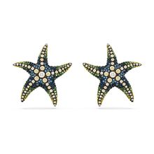 Pendientes de botón Idyllia, Estrella de mar, Grandes, Multicolores, Recubrimiento tono oro